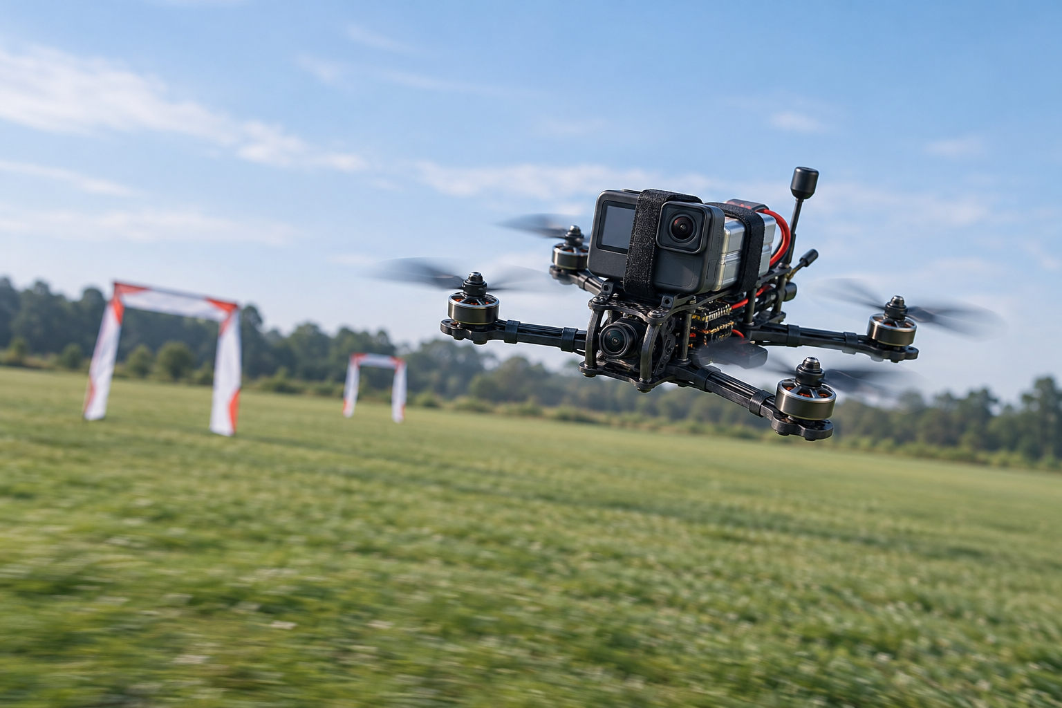 FPV 無人機戶外飛行場動態拍攝示意